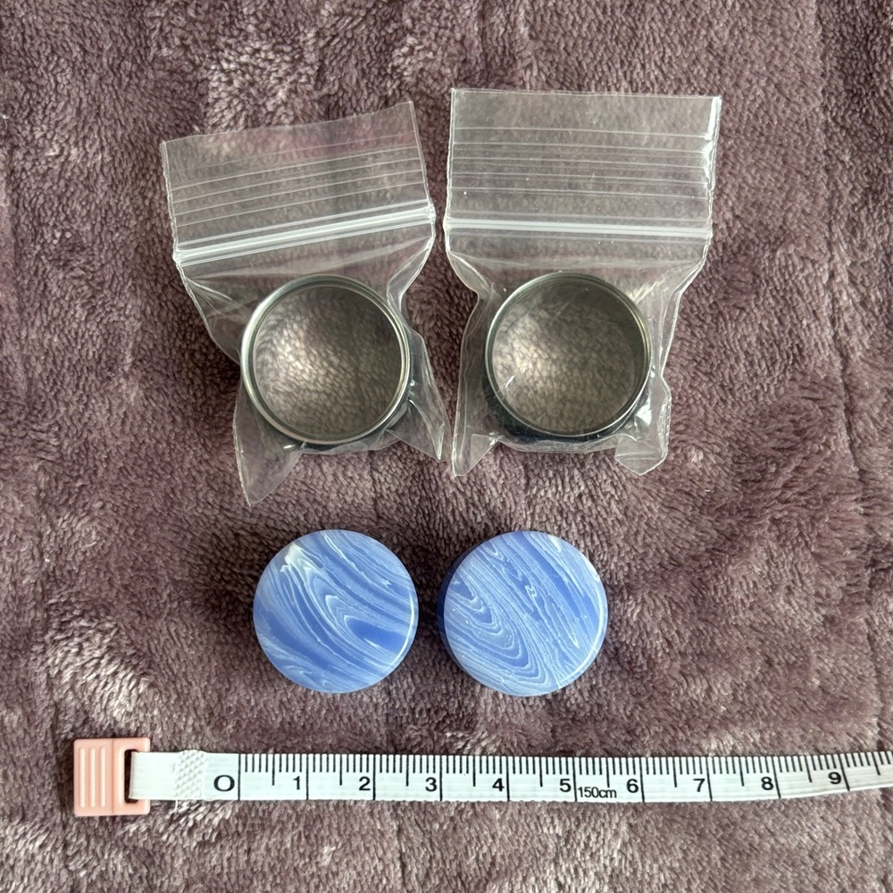 Blue Stone Plugs and Stainless Steel Tunnels